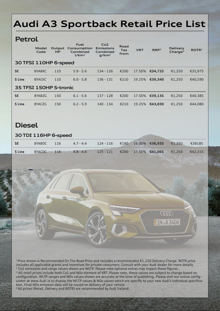 2024 – A3 Model Range (IE) Preview Page 2