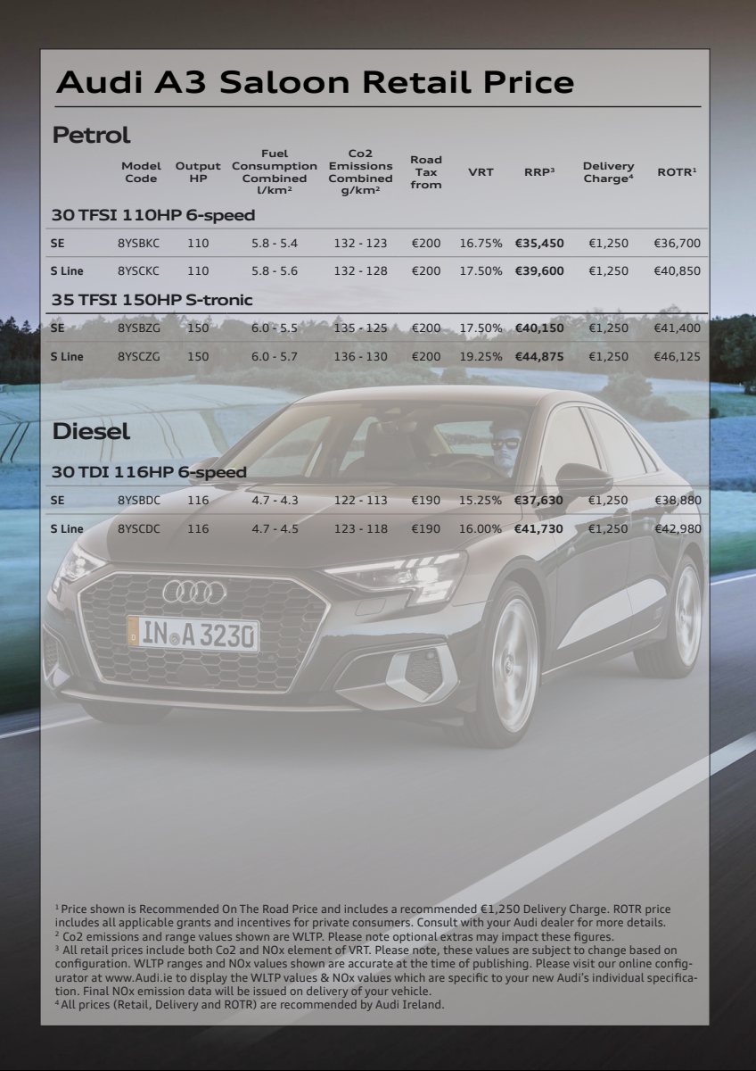 2024 – A3 Model Range (IE) Preview Page 3