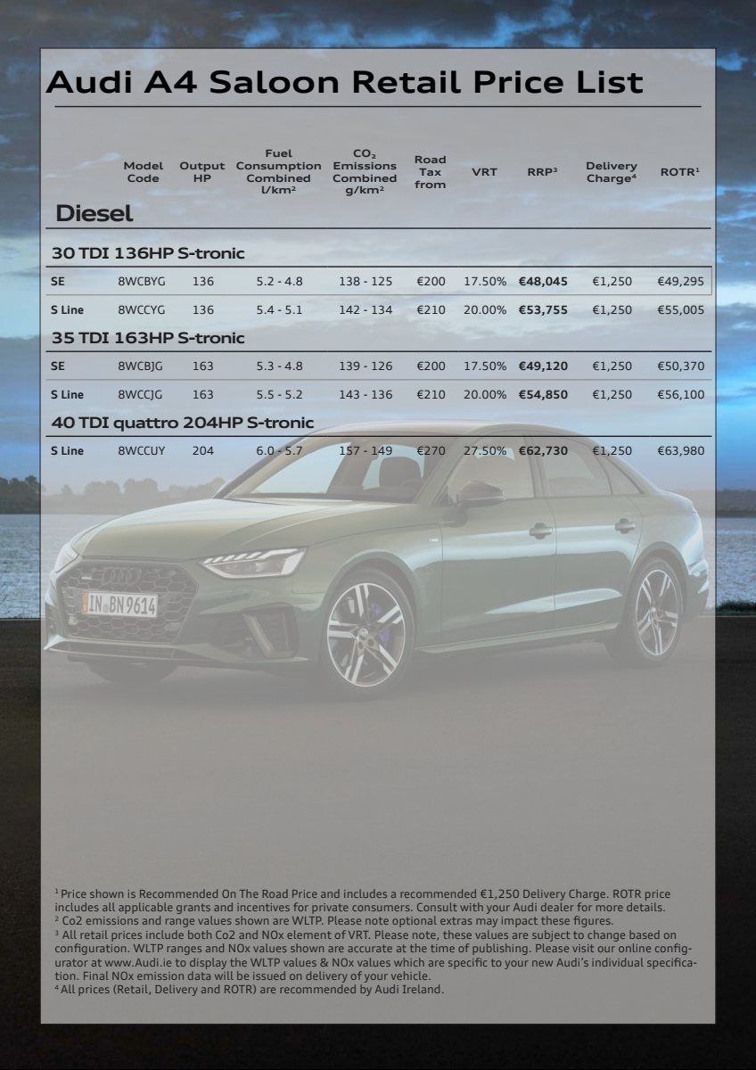 2024 – A4 Model Range (IE) Preview Page 2
