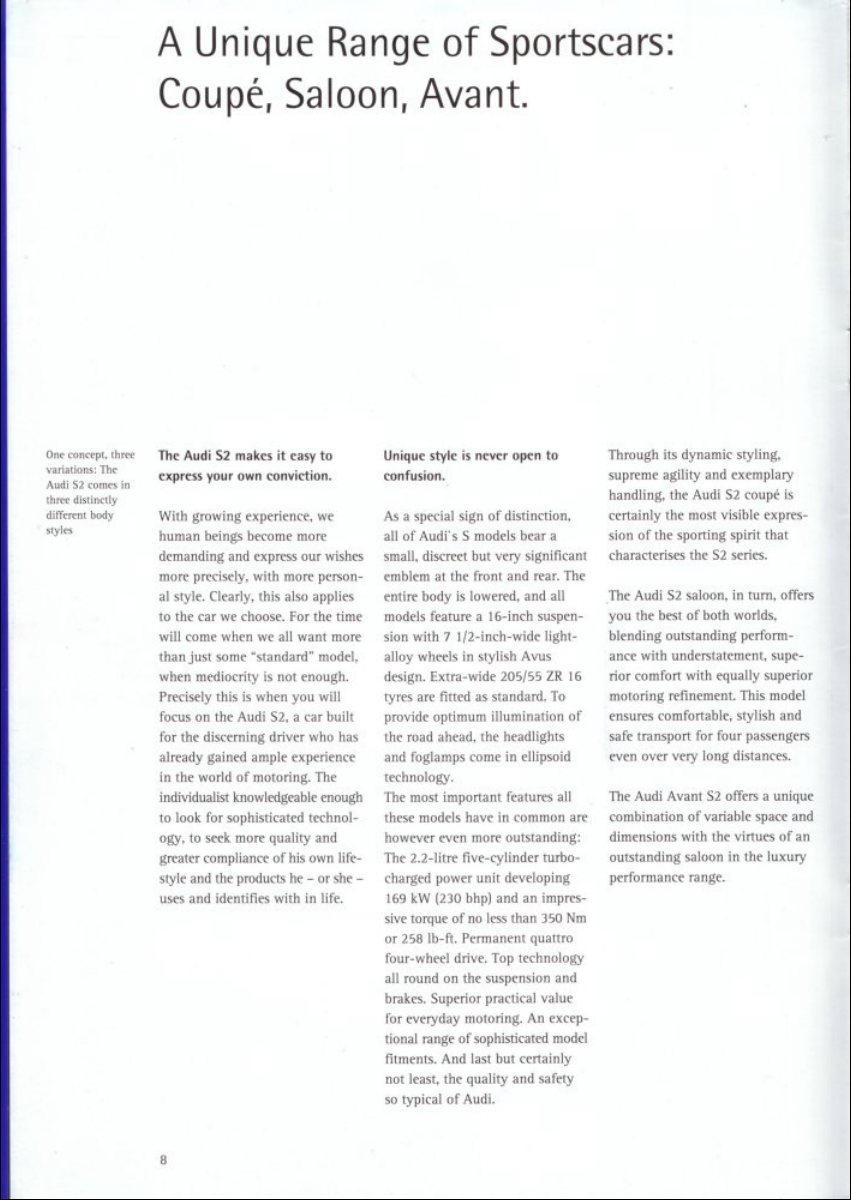 1994 – Coupe, Saloon & Avant S2 (UK) Preview Page 8