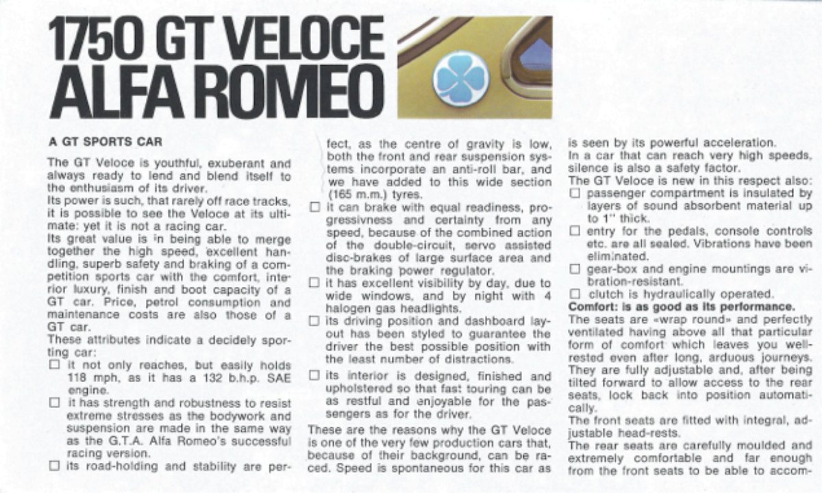 1970 – GT Veloce 1750 (INT) Preview Page 2