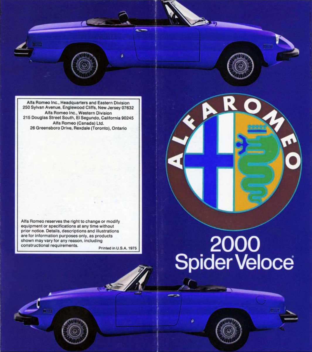 1975 – Spider Veloce 2000 (CA) Preview Page 1