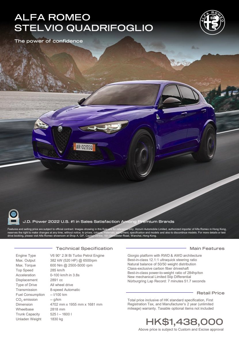 2024 – Stelvio Quadrifoglio (HK) Preview Page 1