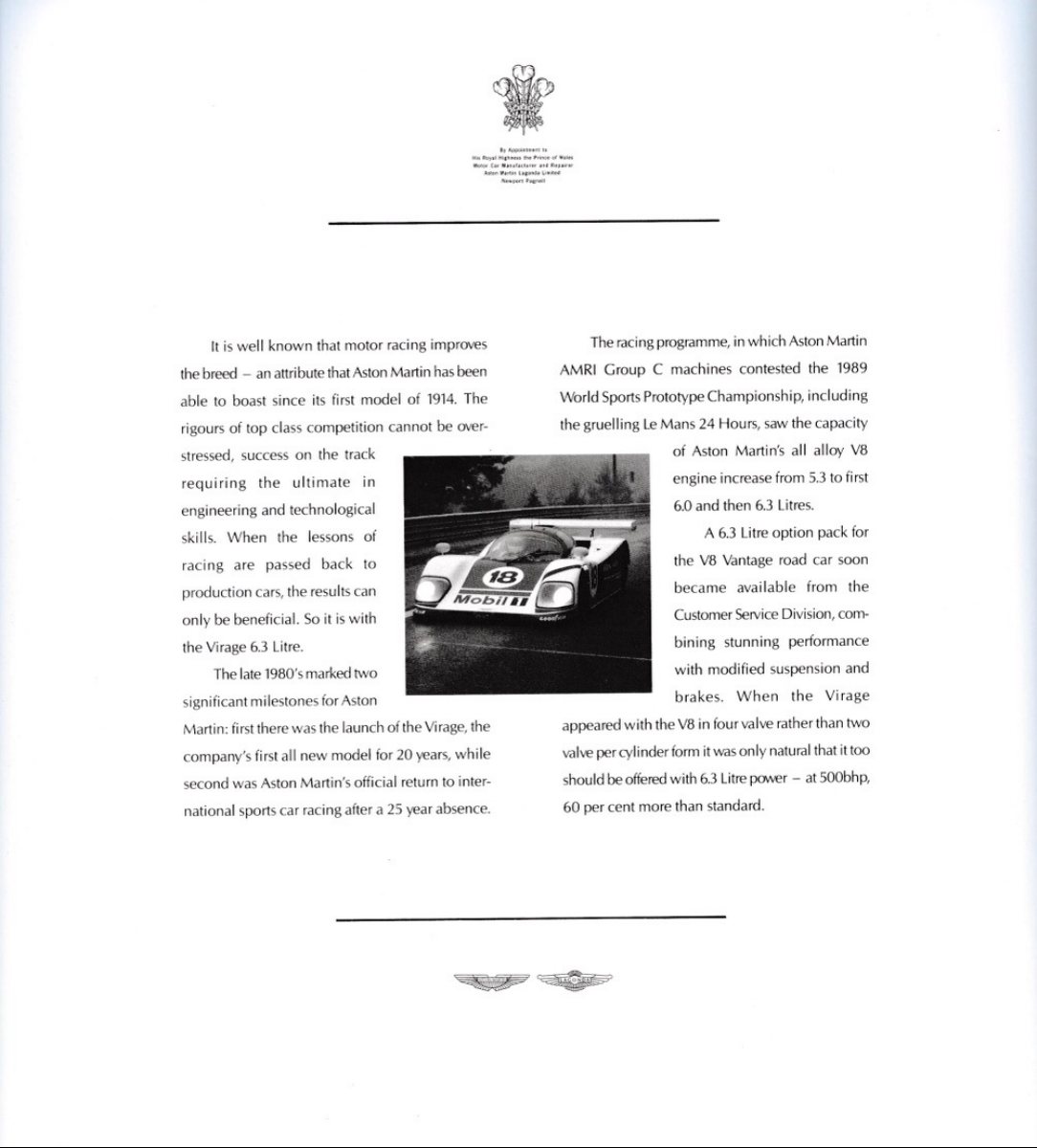 1992 – Virage 6.3 Conversion (UK) Preview Page 2