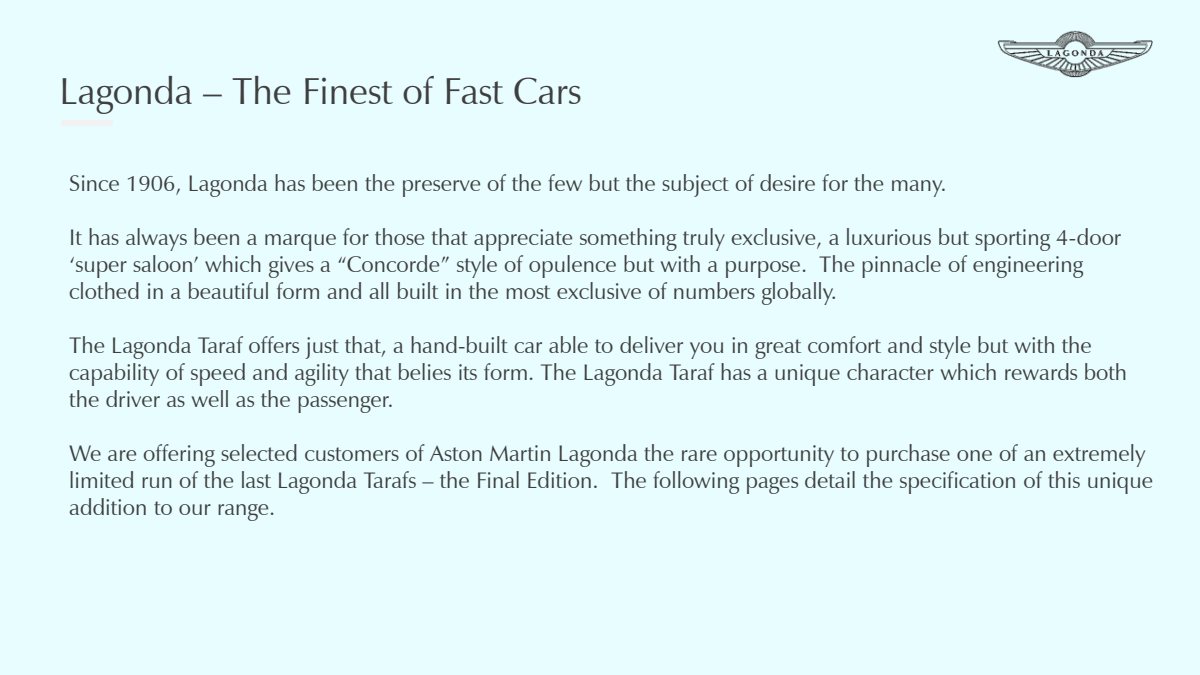 2018 – Lagonda Taraf (INT) Preview Page 2